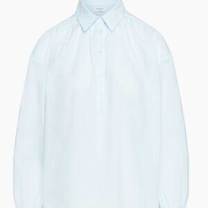 NWT Aritzia Babaton Marilyn Oversized Button-up Blouse in Glimmer Baby Blue XL